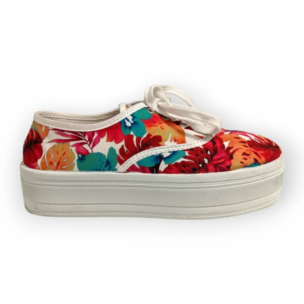 Zara Trafaluc Tropical Floral Cloth Platform Sneakers, 7.5